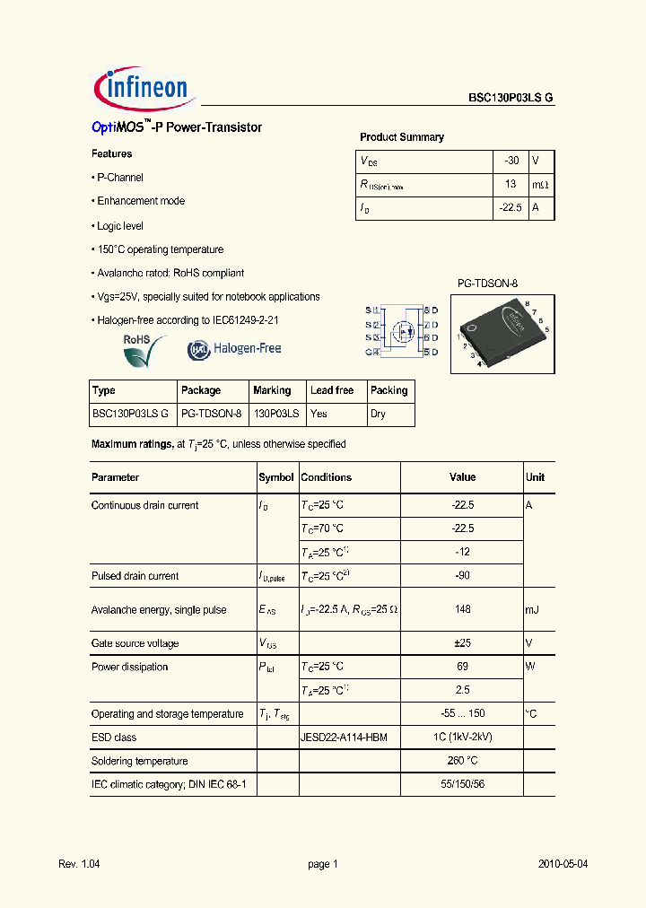 BSC130P03LSG_4735535.PDF Datasheet