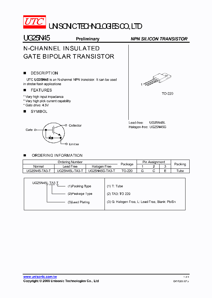 UG25N45-TA3-T_4965003.PDF Datasheet