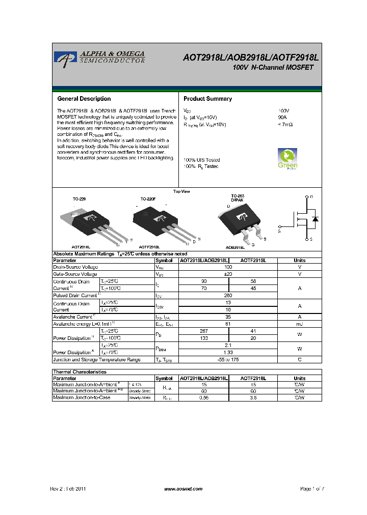 AOT2918L_5523629.PDF Datasheet