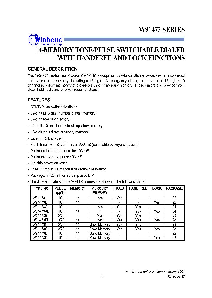 W91473CL_5636182.PDF Datasheet