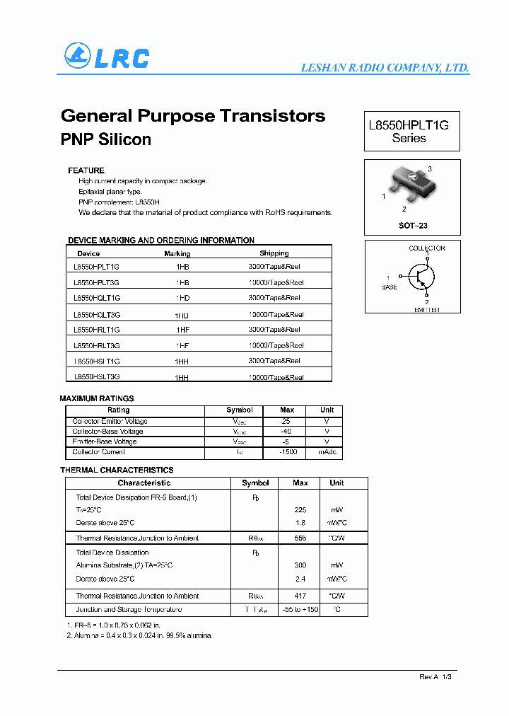 L8550HPLT1G11_6258005.PDF Datasheet