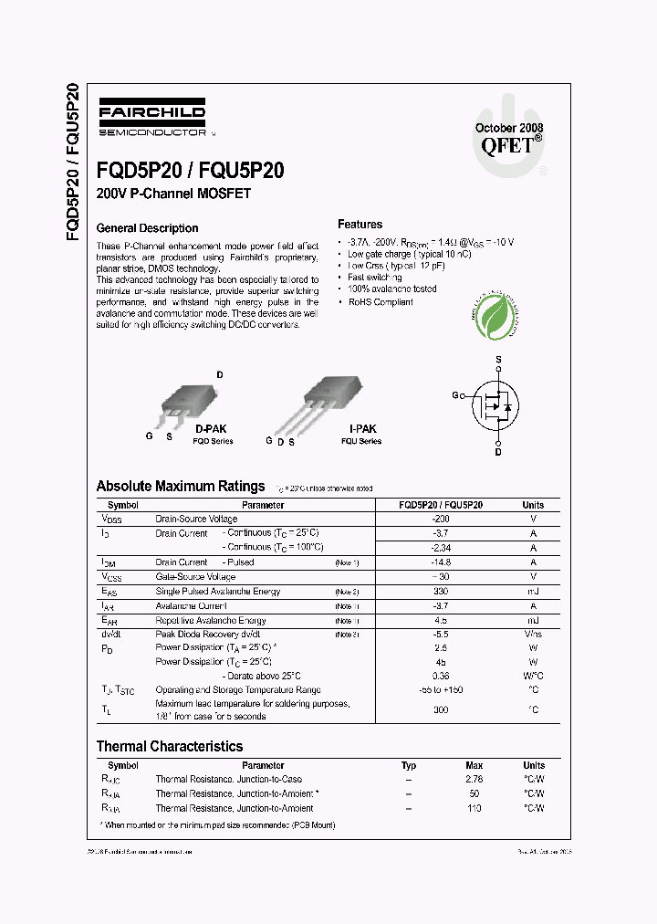 FQD5P2008_6428942.PDF Datasheet