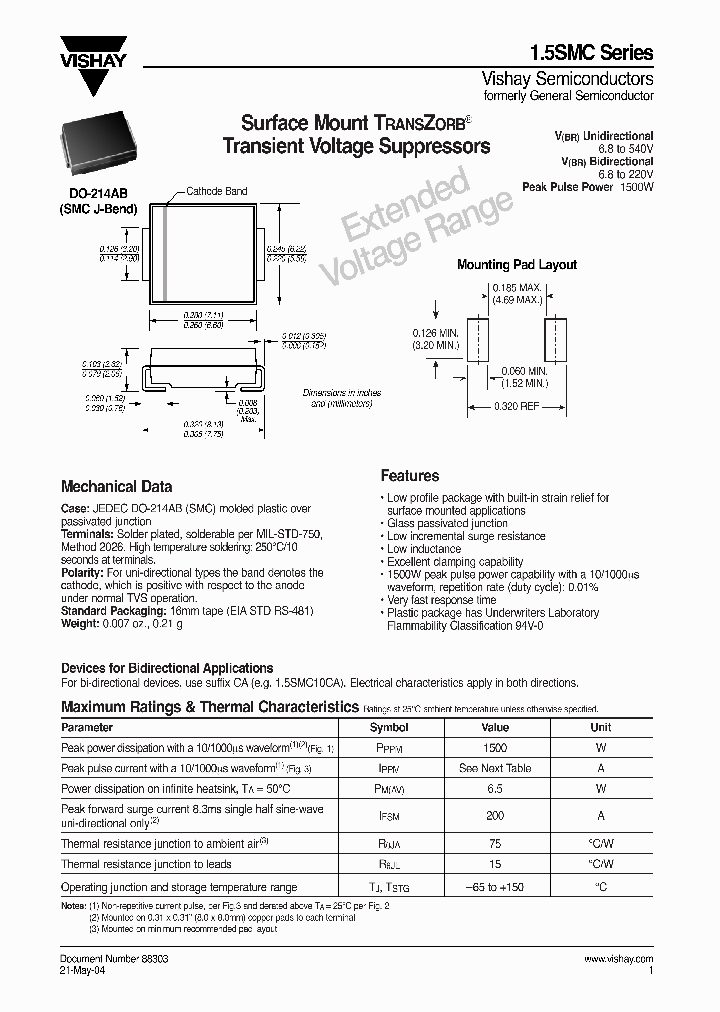 15SMC540A-E3_6733362.PDF Datasheet