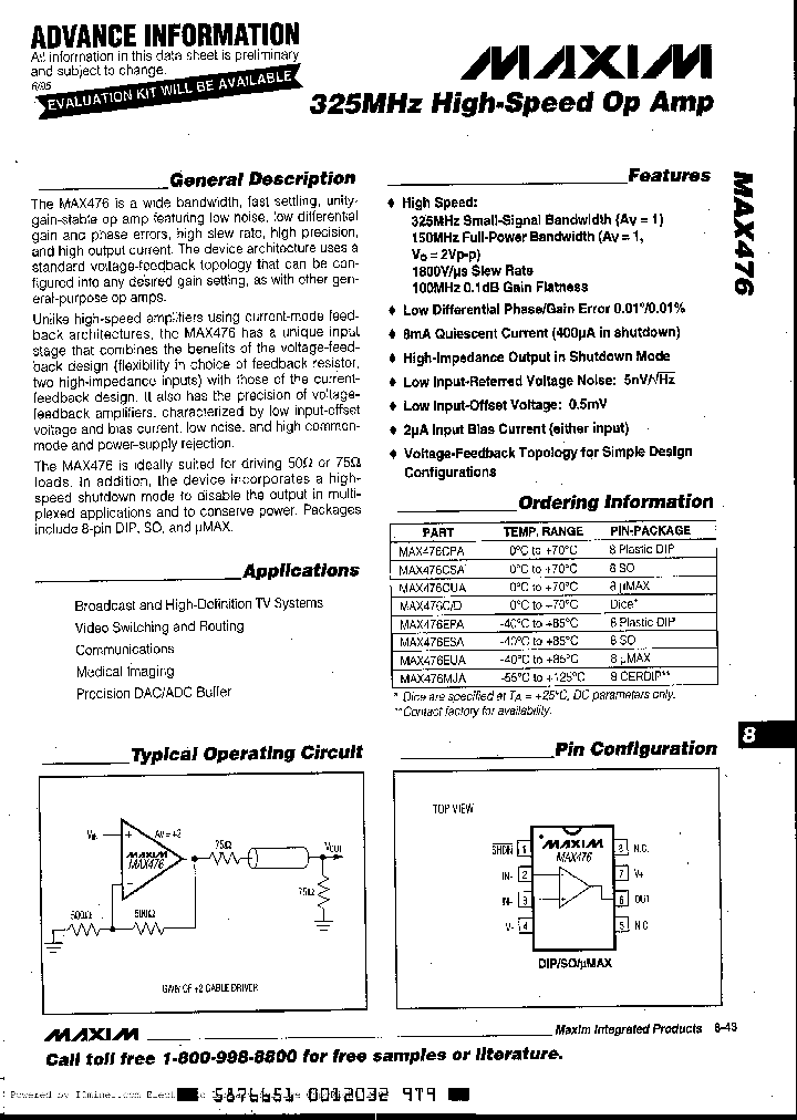 MAX476EUA_6853329.PDF Datasheet