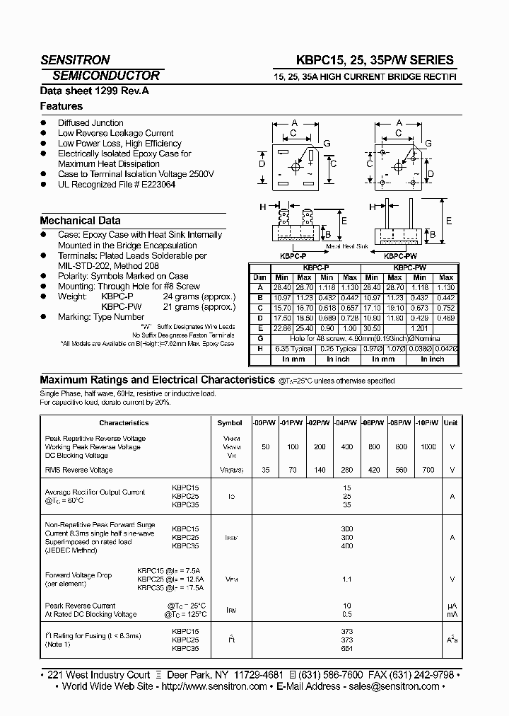 KBPC15-04P_6862385.PDF Datasheet