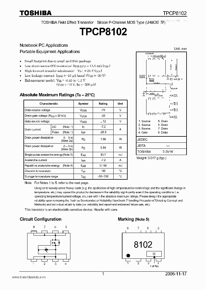 TPCP8102_7247386.PDF Datasheet