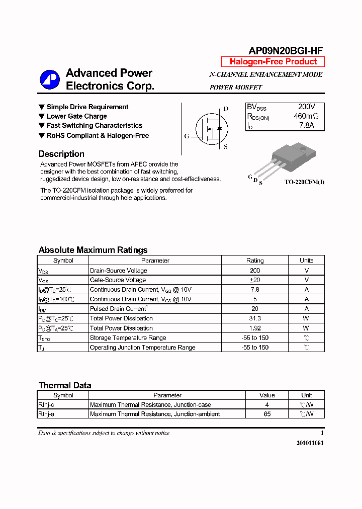 AP09N20BGI-HF_7299601.PDF Datasheet