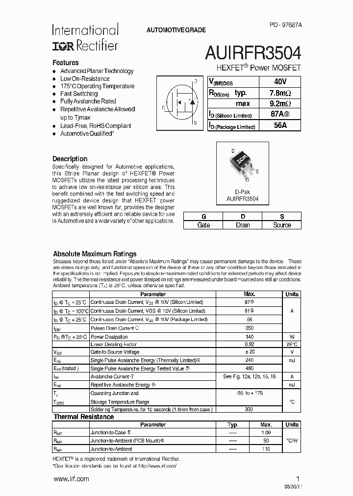 AUIRFR3504_7537876.PDF Datasheet