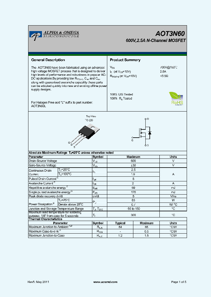 AOT3N6011_7629642.PDF Datasheet