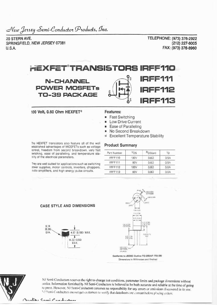 IRFF110_7647884.PDF Datasheet