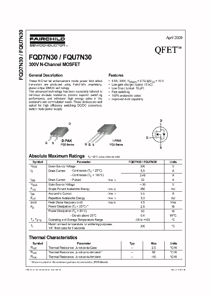 FQD7N30TM_7666307.PDF Datasheet