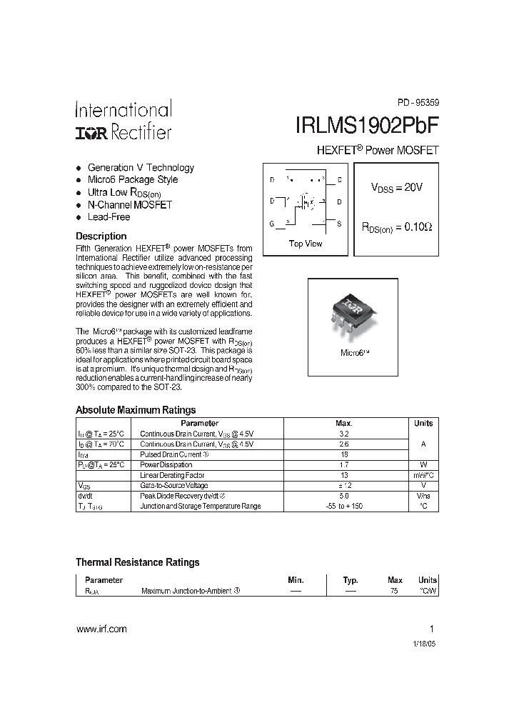 IRLMS1902PBF_7679036.PDF Datasheet