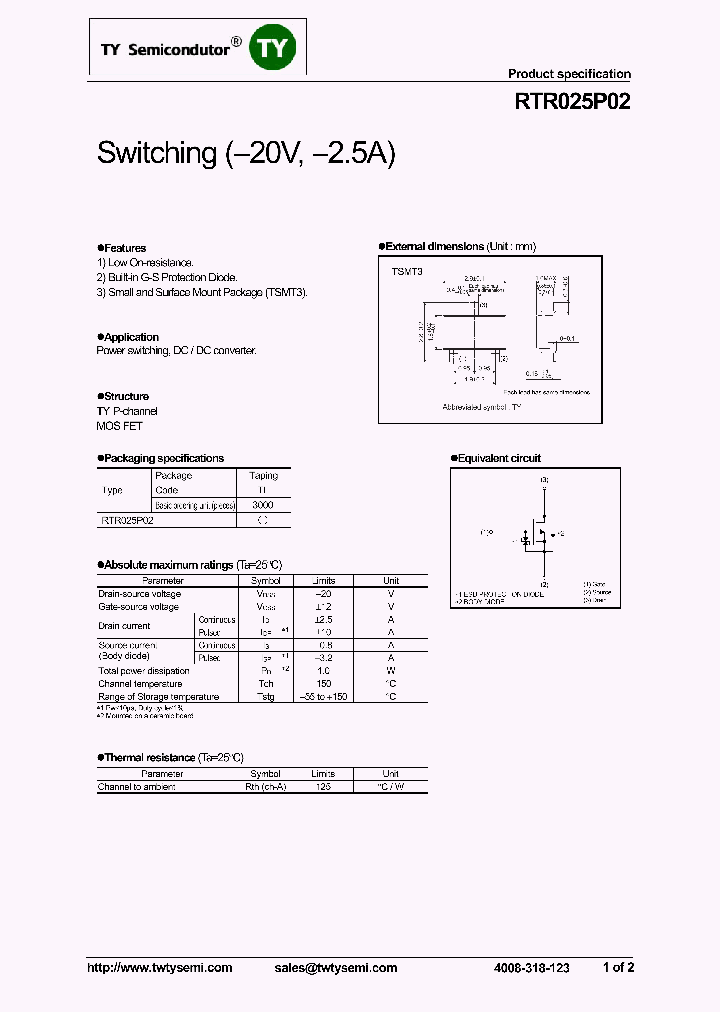 RTR025P02TL_7877697.PDF Datasheet