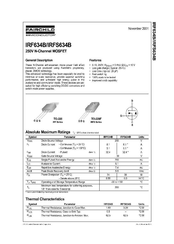 IRFS634BFP001_8199505.PDF Datasheet