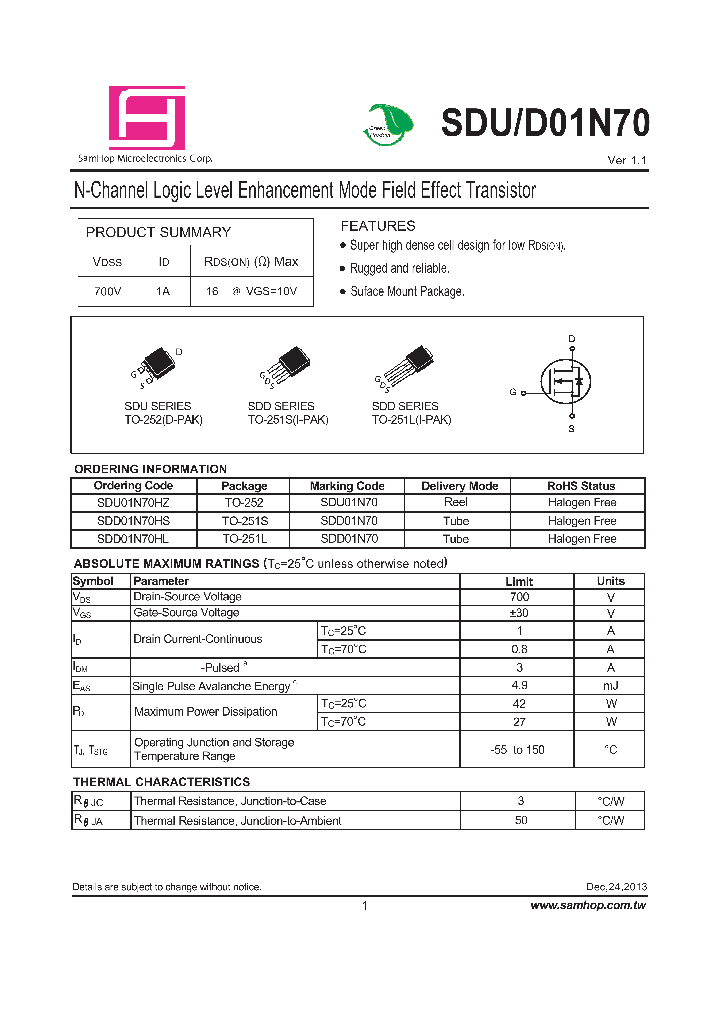 SDUD01N70_8234763.PDF Datasheet