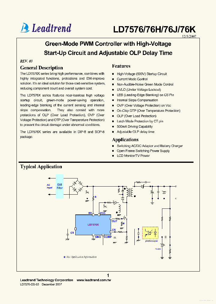 Ld7576gs схема включения