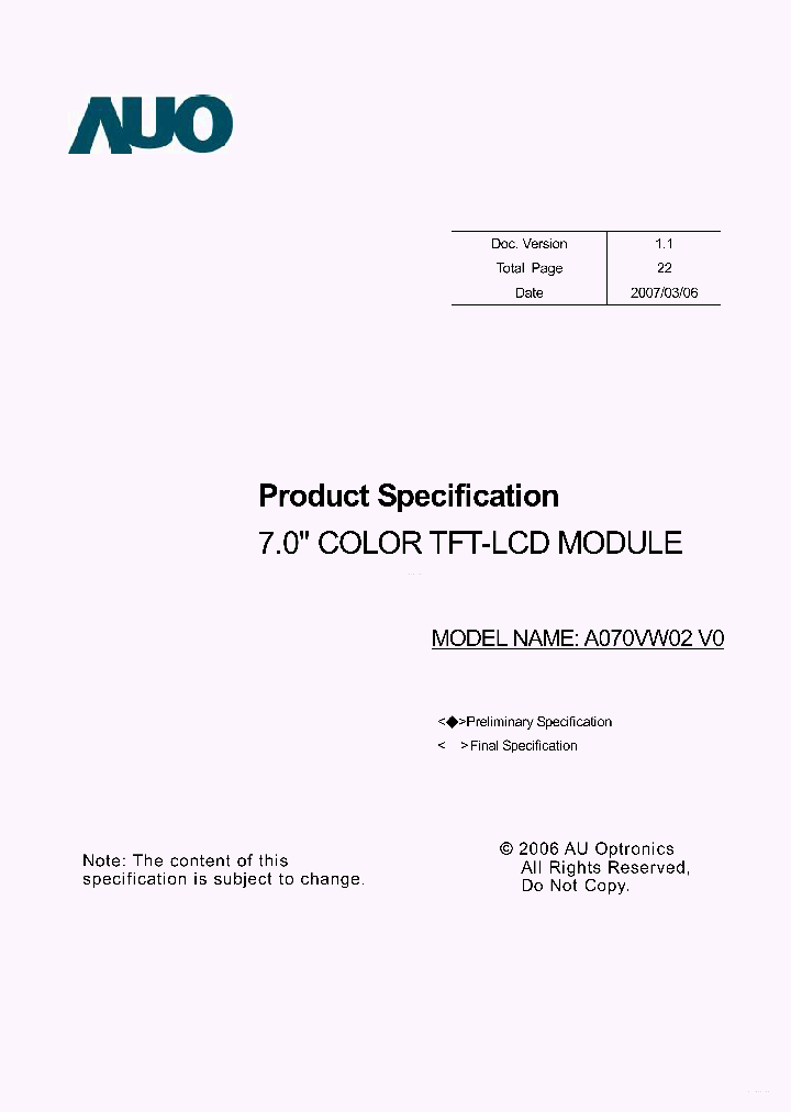 A070VW02-V0_7871413.PDF Datasheet