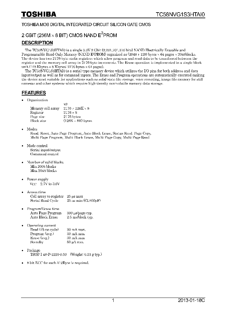 TC58NVG1S3HTAI0_8287380.PDF Datasheet