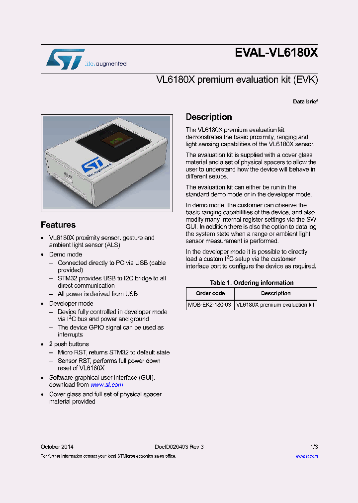 EVAL-VL6180X_8287527.PDF Datasheet