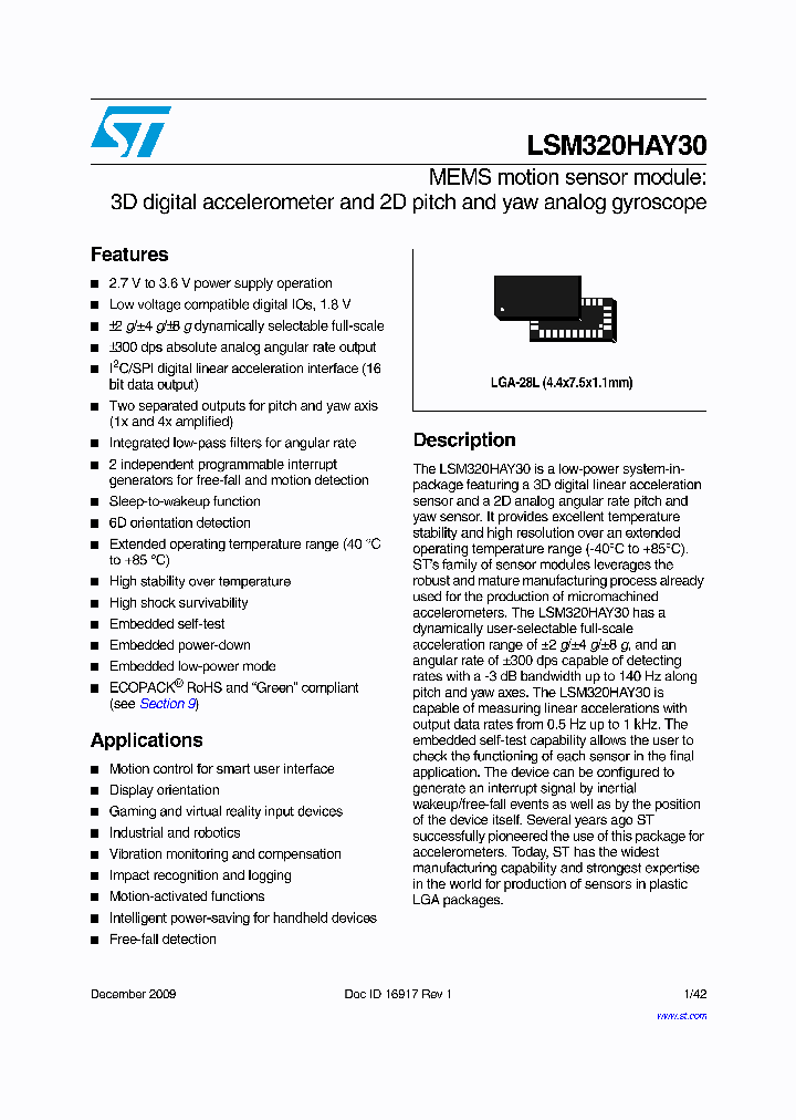 LSM320HAY30_8297635.PDF Datasheet