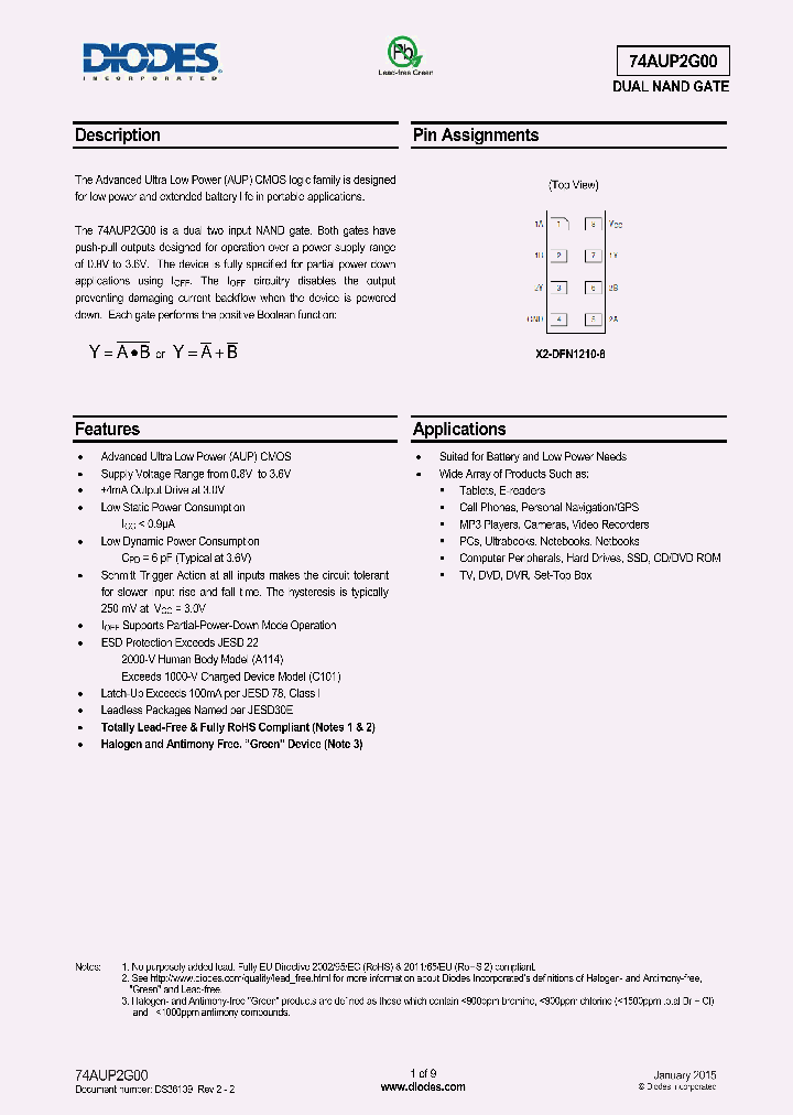 74AUP2G00_8300276.PDF Datasheet