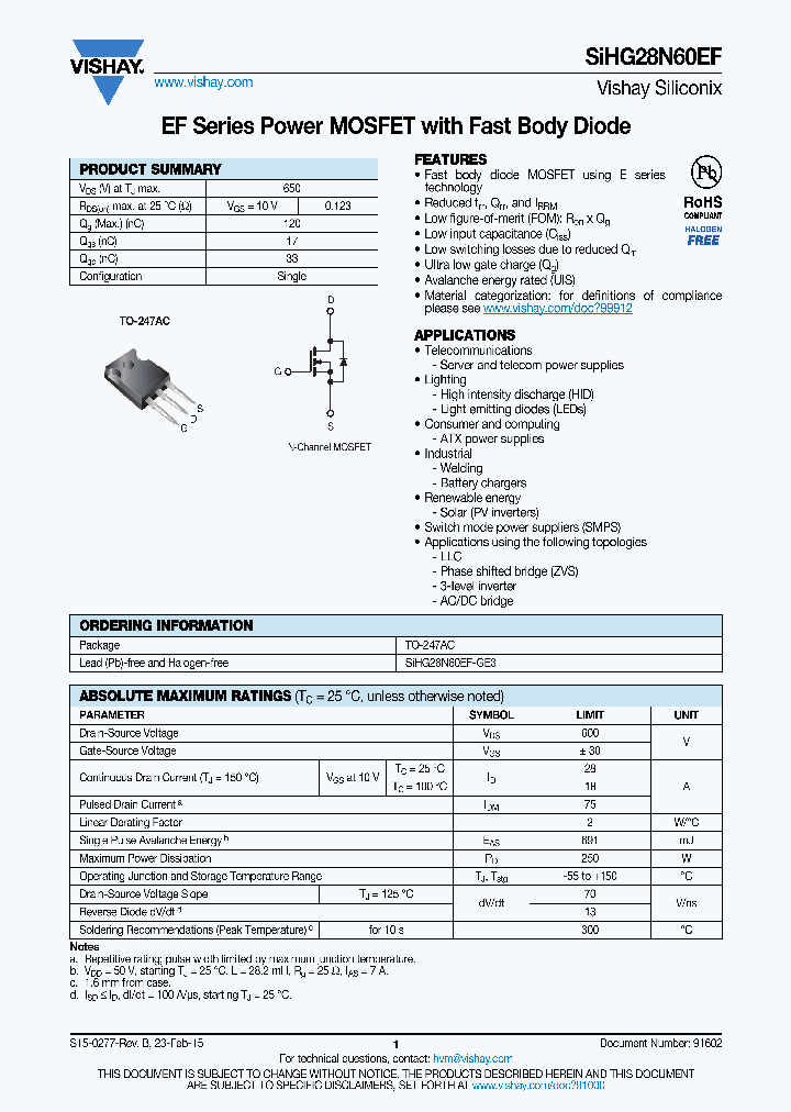 SIHG28N60EF_8312108.PDF Datasheet