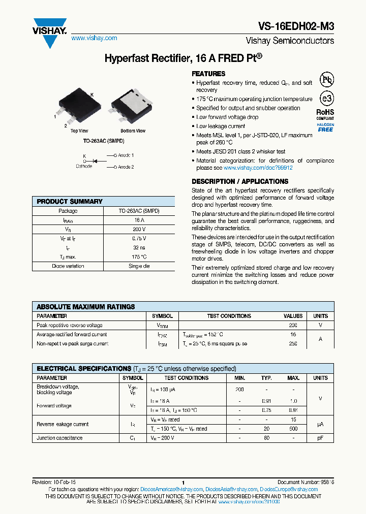 VS-16EDH02-M3_8352275.PDF Datasheet