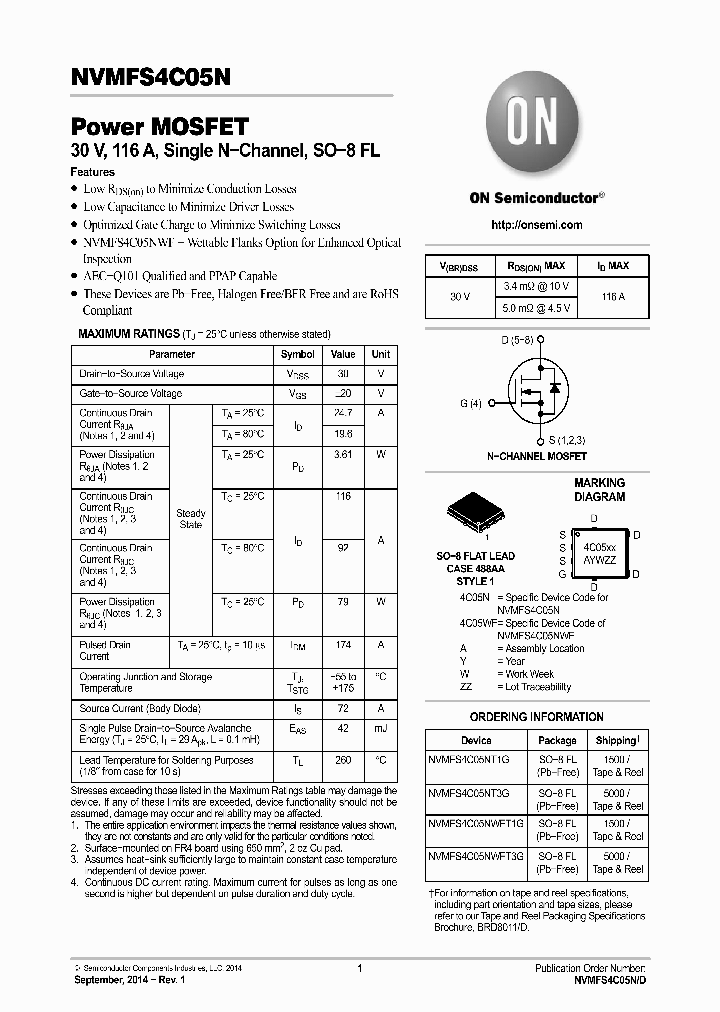 NVMFS4C05NWFT1G_8370192.PDF Datasheet