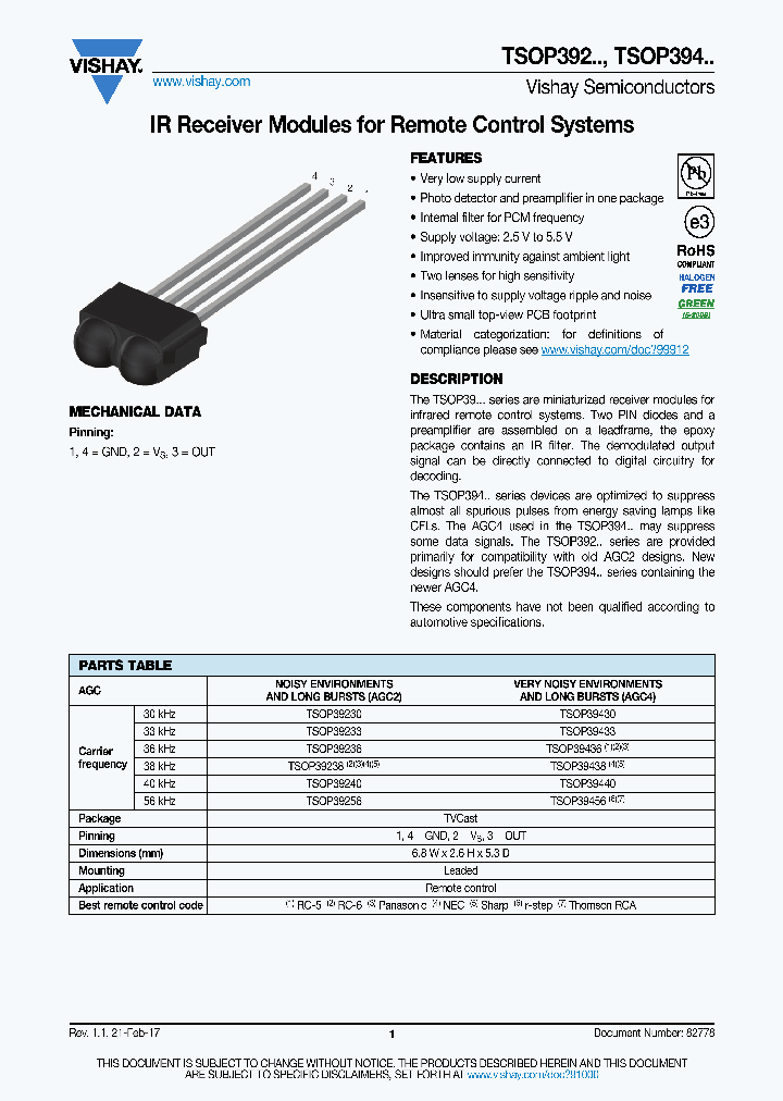 TSOP39256_8867321.PDF Datasheet