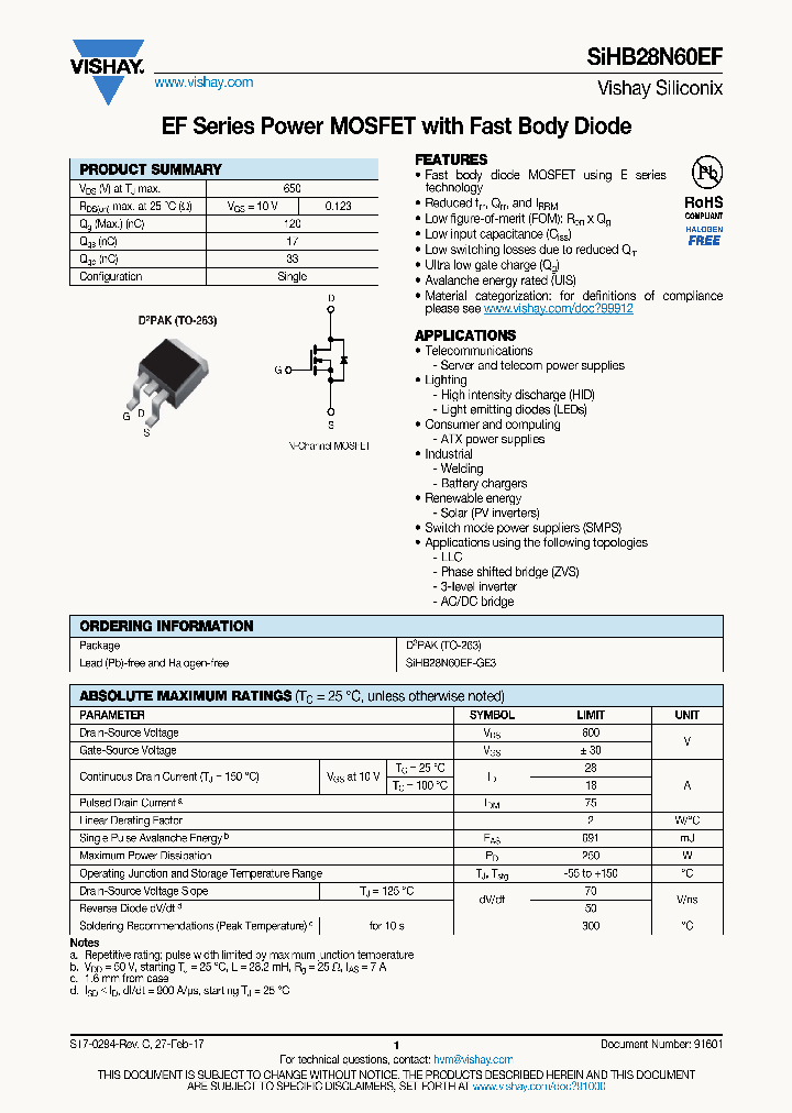 SIHB28N60EF_8905718.PDF Datasheet