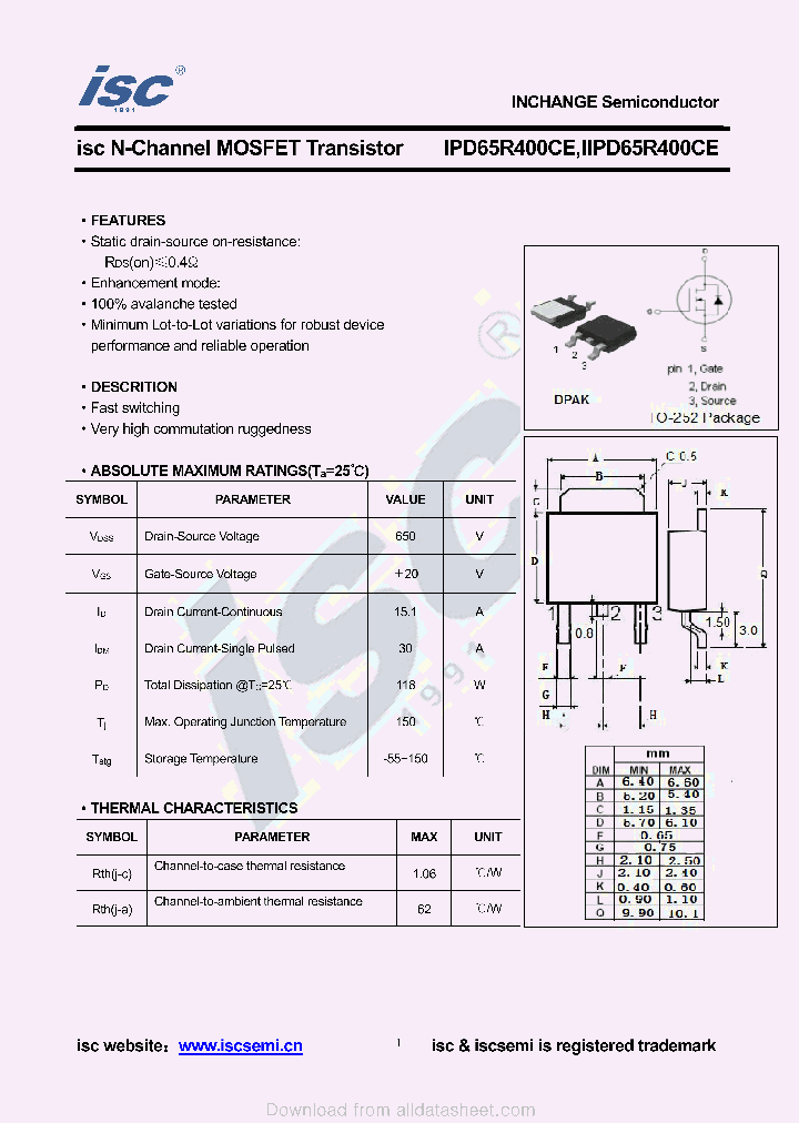 IPD65R400CE_8926537.PDF Datasheet