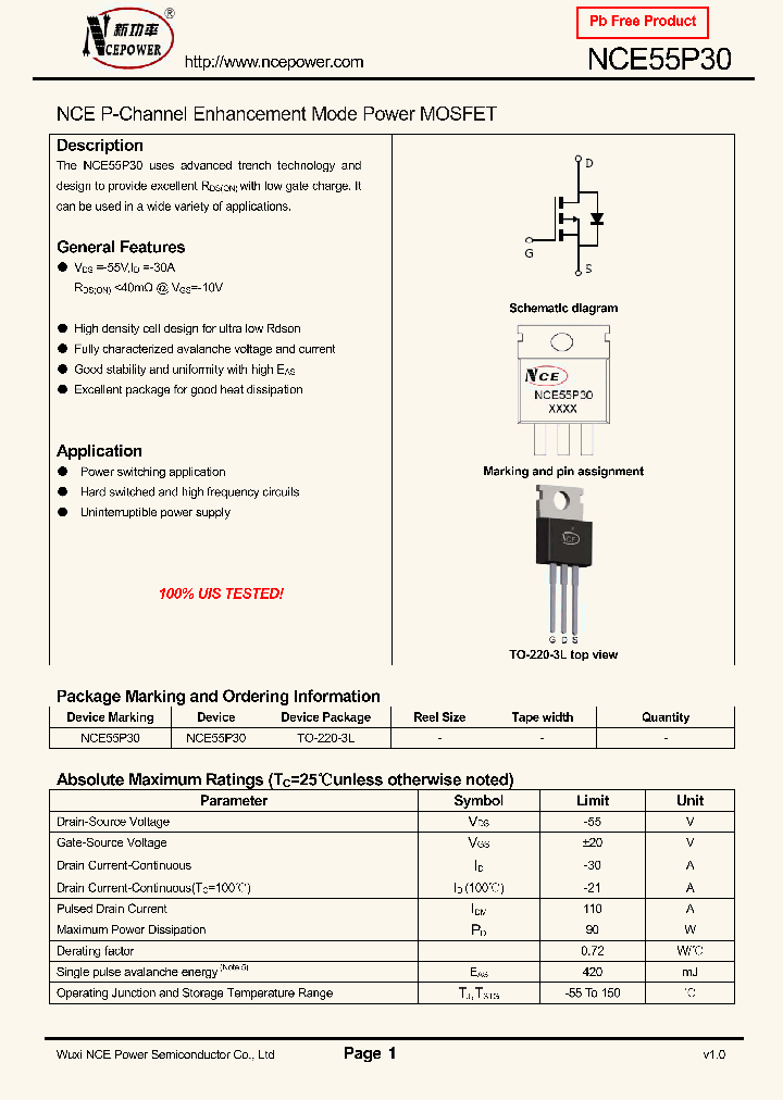 NCE55P30_8927958.PDF Datasheet