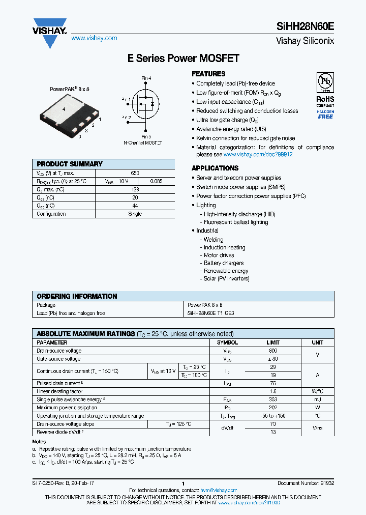 SIHH28N60E_8935414.PDF Datasheet