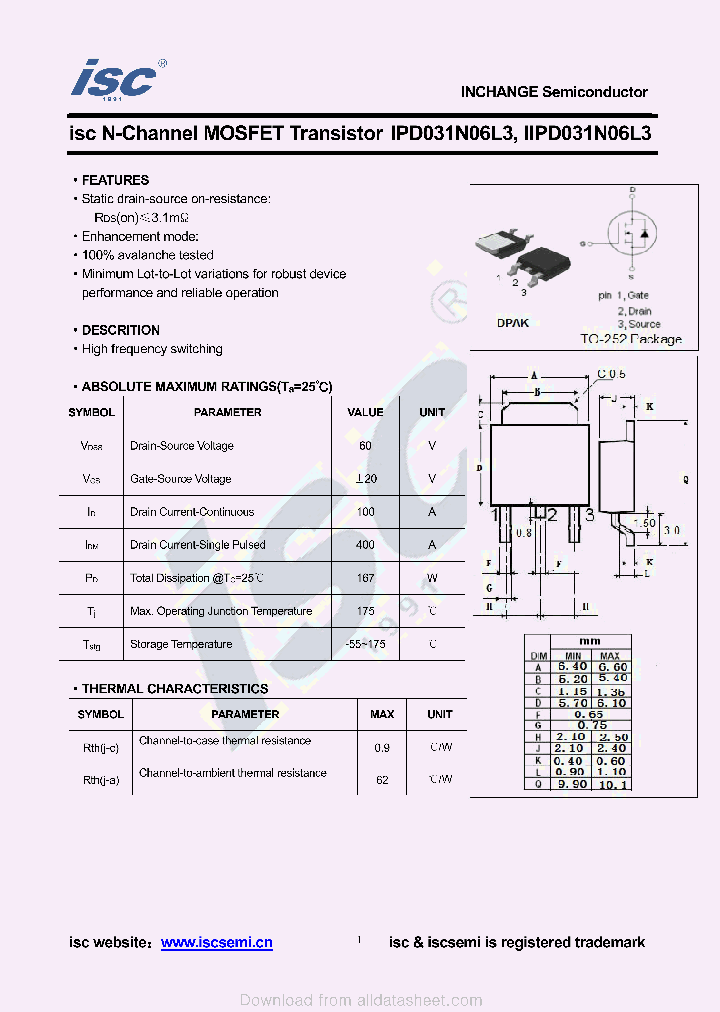 IPD031N06L3_8994359.PDF Datasheet