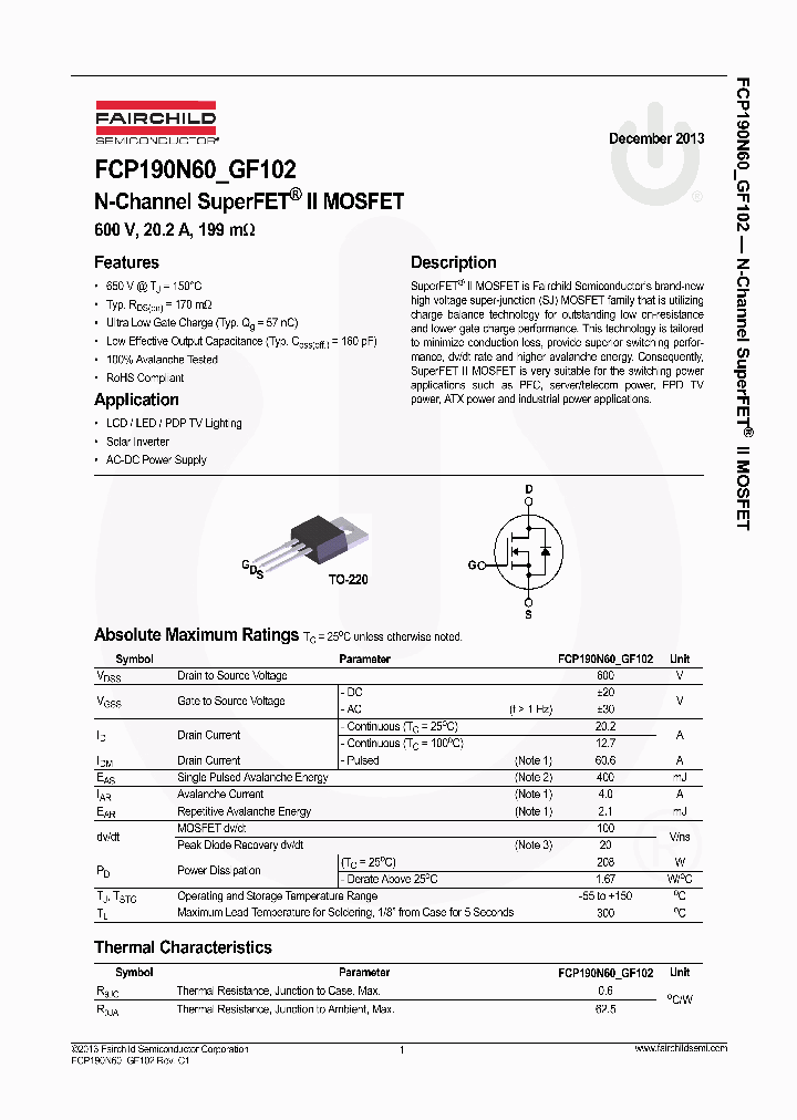 FCP190N60-GF102_9055644.PDF Datasheet