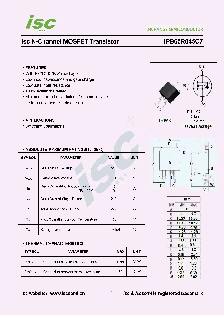 IPB65R045C7_9074973.PDF Datasheet