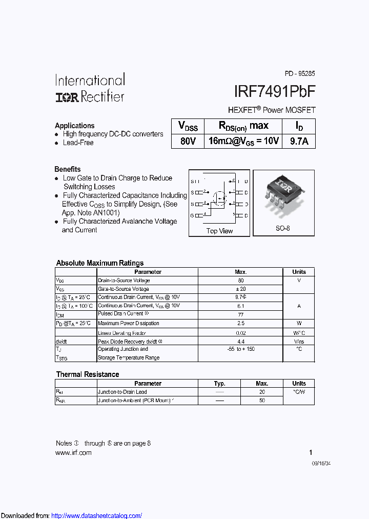 IRF7491TRPBF_9100812.PDF Datasheet